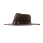 Ninakuru long brim wool hat with leather band and buckle.