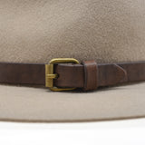 Ninakuru long brim wool hat with leather band and buckle.