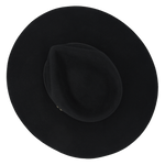 Ninakuru long brim wool hat with black leather band and eyelets. Leather interior band.