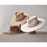 Ninakuru wool hat with cotton wrap band and leather lace.