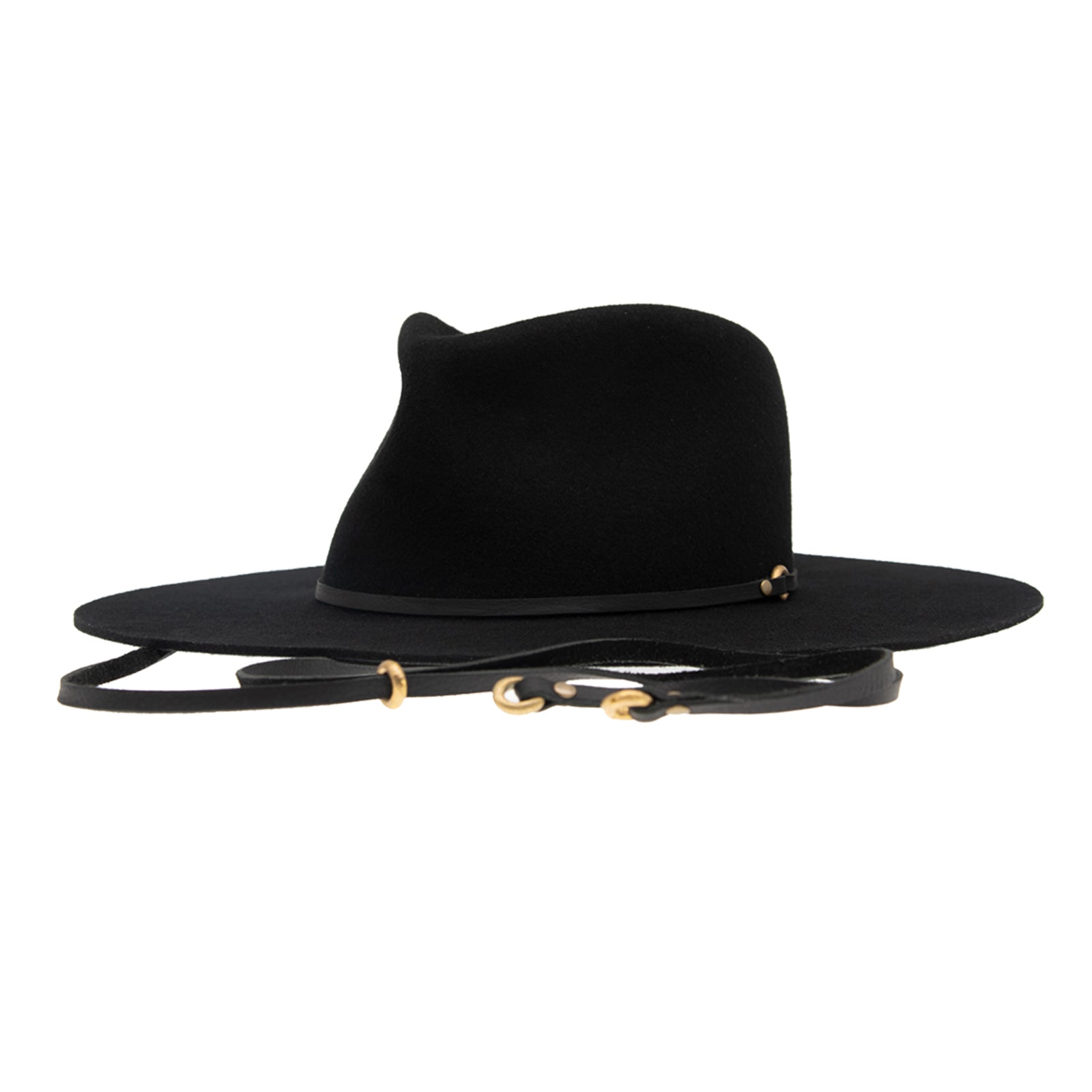 Ninakuru wool hat with leather band, bronze and stampede strap.