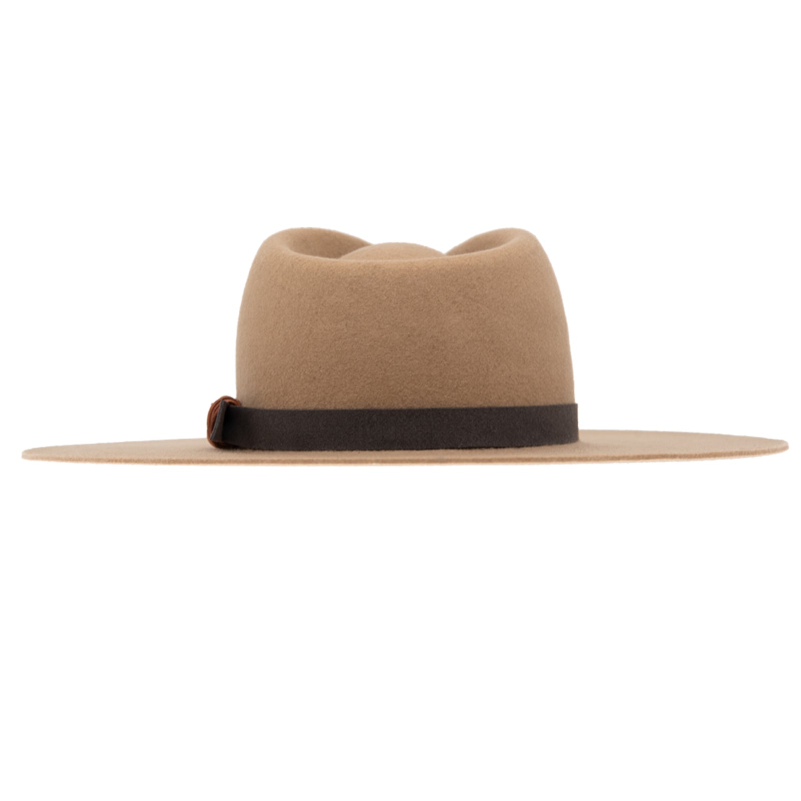 Ninakuru wool hat with vegan band and brass loops.