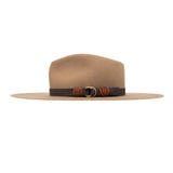 Ninakuru wool hat with vegan band and brass loops.