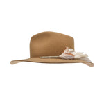 Ninakuru wool hat with game feathers and turquoise.