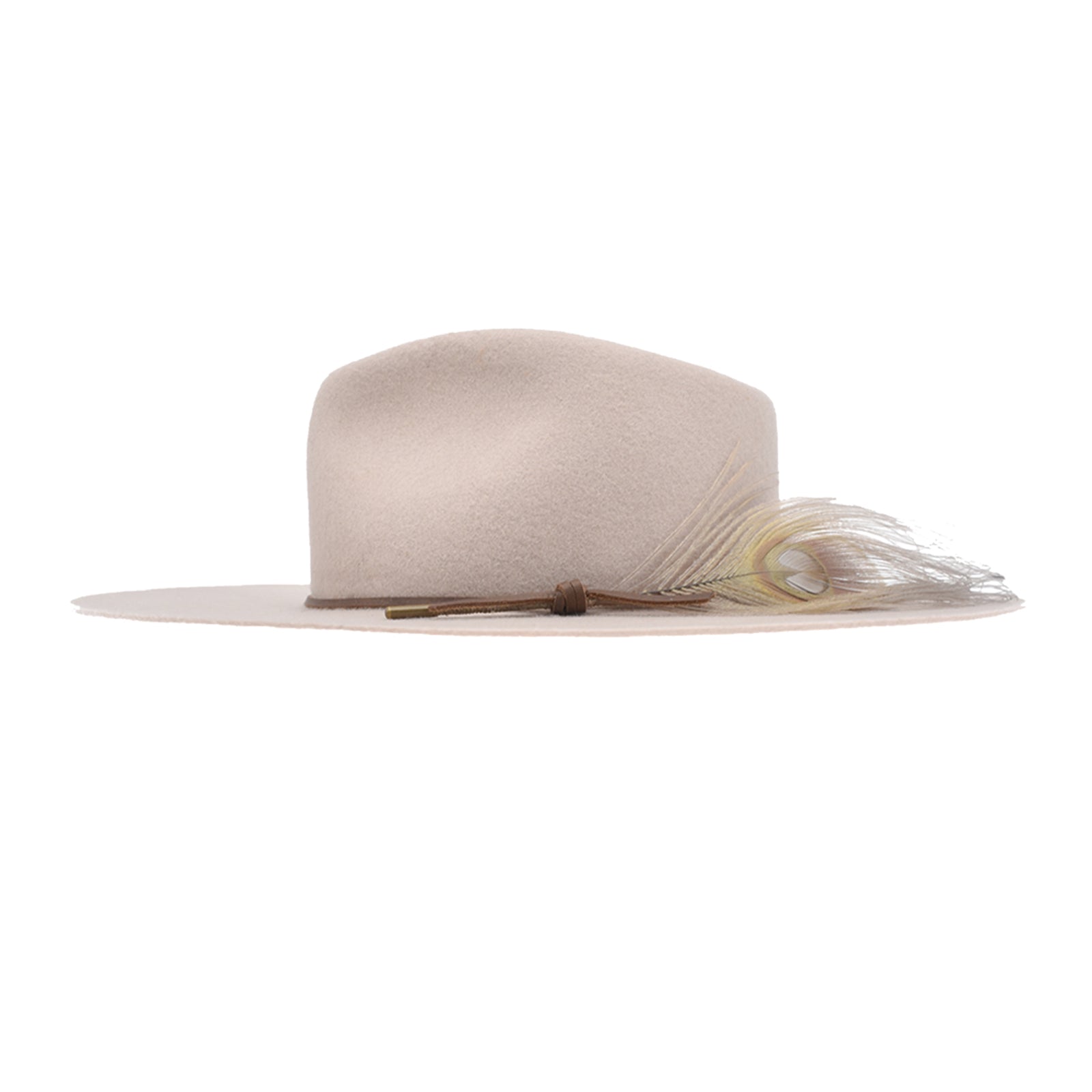 Ninakuru wool hat with leather and feather.