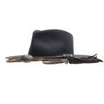 Ninakuru wool felt hat with leather and labradorite.