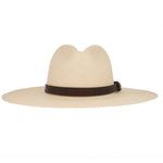 Ninakuru long brim Panama hat with leather band and buckle.