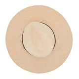 Ninakuru long brim Panama hat with leather band and brass eyelets.