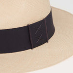 Ninakuru long brim Panama hat with grosgrain ribbon, stitched loop.