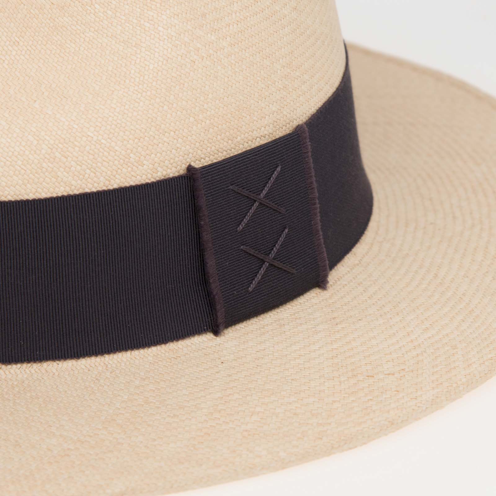 Ninakuru long brim Panama hat with grosgrain ribbon, stitched loop.