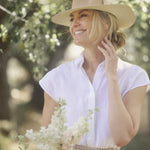 Ninakuru long brim Panama hat with grosgrain ribbon, stitched loop.