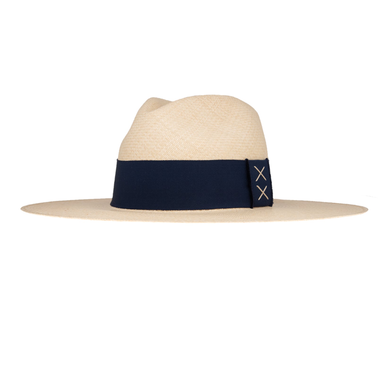 Ninakuru long brim Panama hat with grosgrain ribbon, stitched loop.