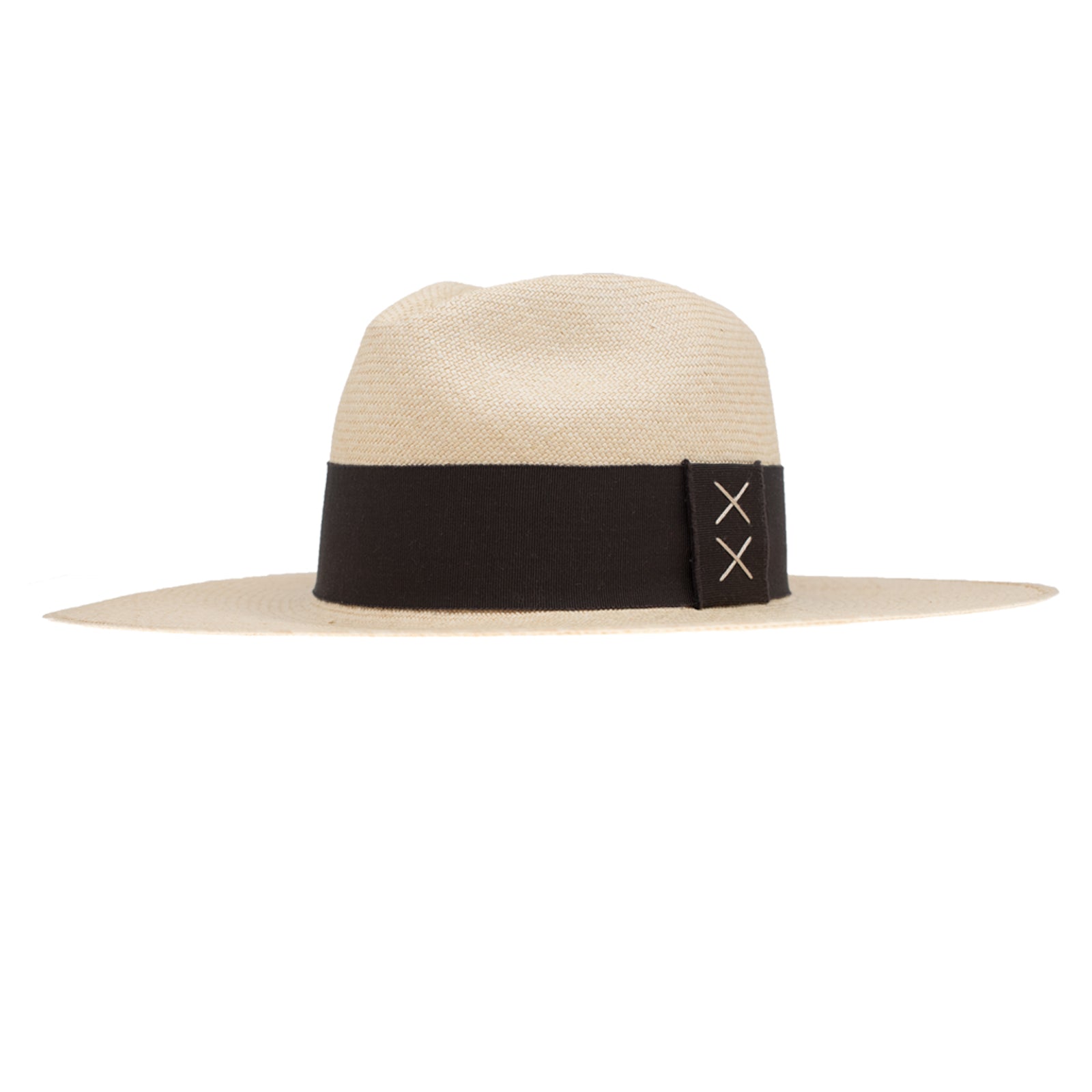 Ninakuru long brim Panama hat with grosgrain ribbon, stitched loop.