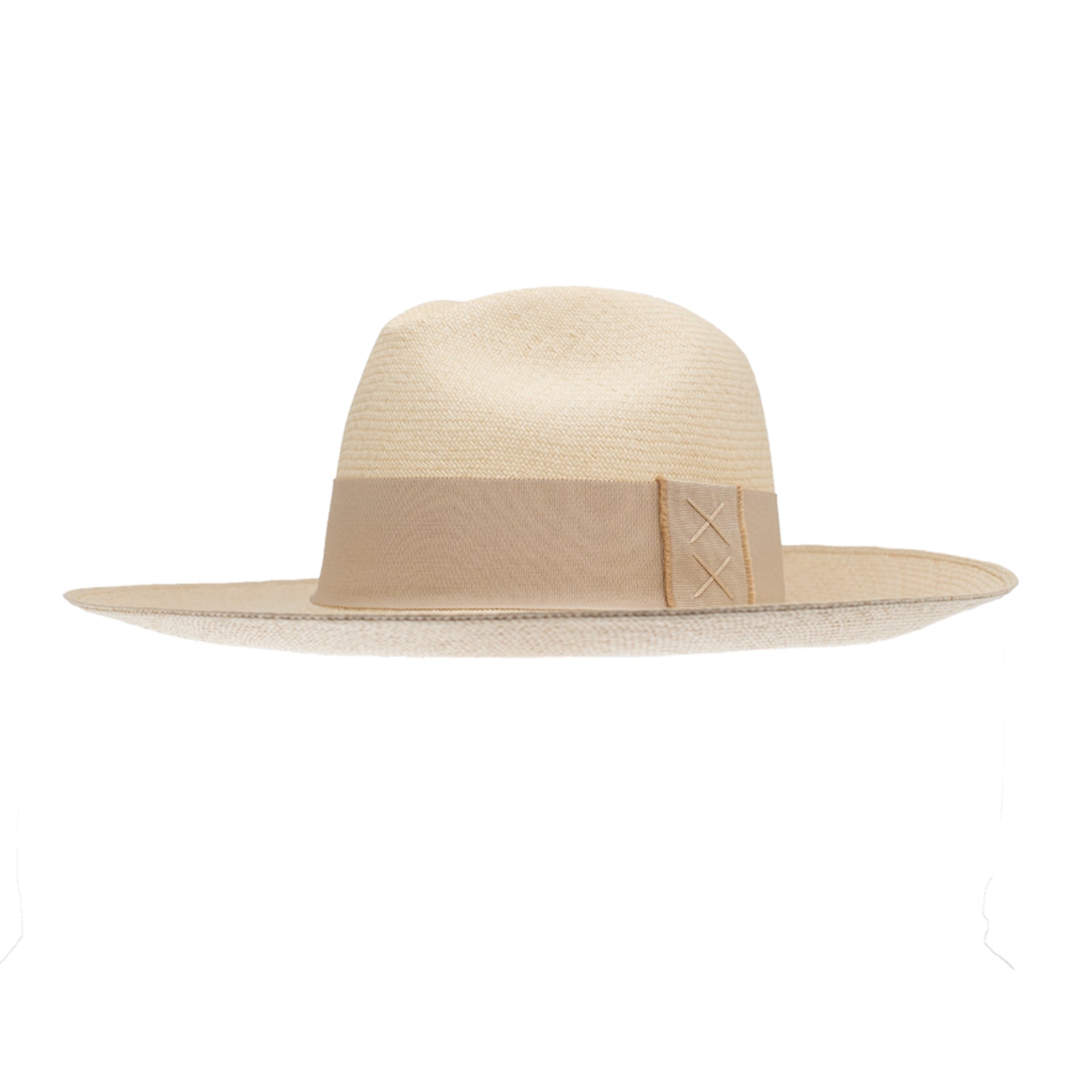 Ninakuru long brim Panama hat with grosgrain ribbon, stitched loop.