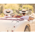 Ninakuru long brim Panama hat with grosgrain ribbon, stitched loop.