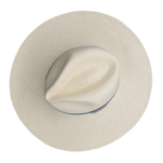 Ninakuru long brim Panama hat with vintage brocade ribbon. Cotton interior band.
