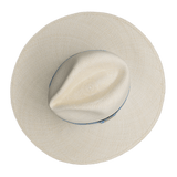 Ninakuru long brim Panama hat with vintage brocade ribbon. Cotton interior band.