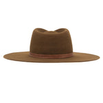 Ninakuru long brim wool hat with leather band, turquoise nuggets. Leather interior band.