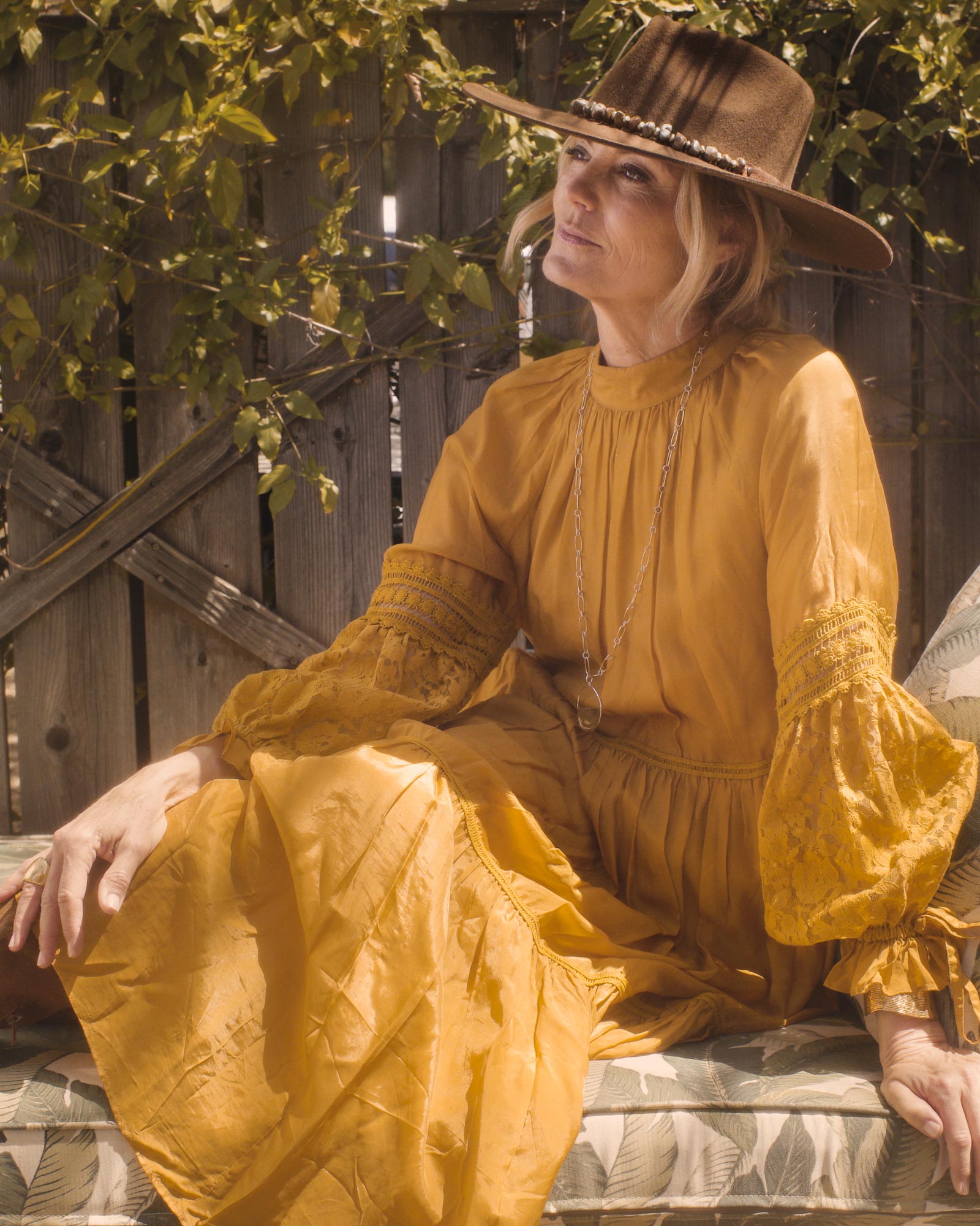 Ninakuru long brim wool hat with leather band, turquoise nuggets. Leather interior band.