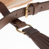 Agave straw handwoven bag with leather straps.