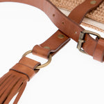 Agave straw handwoven bag with leather straps.