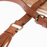 Agave straw handwoven bag with leather straps.