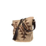 Agave straw handwoven bag with leather straps.