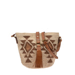 Agave straw handwoven bag with leather straps.