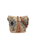 Agave straw handwoven bag with leather straps.