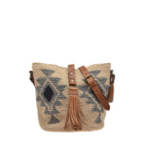 Agave straw handwoven bag with leather straps.