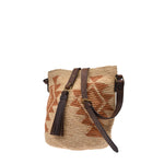 Agave straw handwoven bag with leather straps.