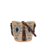 Agave straw handwoven bag with leather straps.