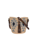 Agave straw handwoven bag with leather straps.