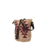 Agave straw handwoven bag with leather straps.