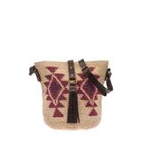 Agave straw handwoven bag with leather straps.