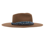 Ninakuru wool hat with cotton wrap band and leather lace.