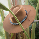 Ninakuru wool hat with cotton wrap band and leather lace.