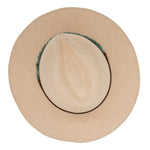 Ninakuru Panama hat with turquoise nuggets and leather band.