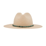 Ninakuru Panama hat with turquoise nuggets and leather band.