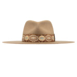 Ninakuru wool hat with vintage brocade ribbon.