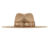 Ninakuru wool hat with vintage brocade ribbon.