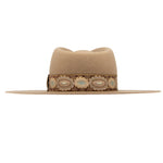 Ninakuru wool hat with vintage brocade ribbon.