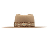 Ninakuru wool hat with vintage brocade ribbon.