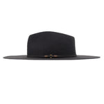 Ninakuru long brim wool hat with leather band and bronze eyelet.
