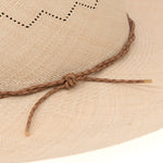 Ninakuru Panama hat with leather braided band and stampede strap.