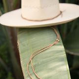 Ninakuru Panama hat with leather braided band and stampede strap.