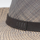 Ninakuru Panama hat with teardrop crown and suede band.