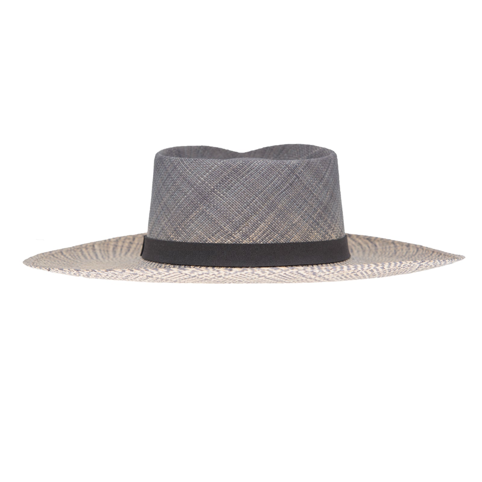 Ninakuru Panama hat with teardrop crown and suede band.