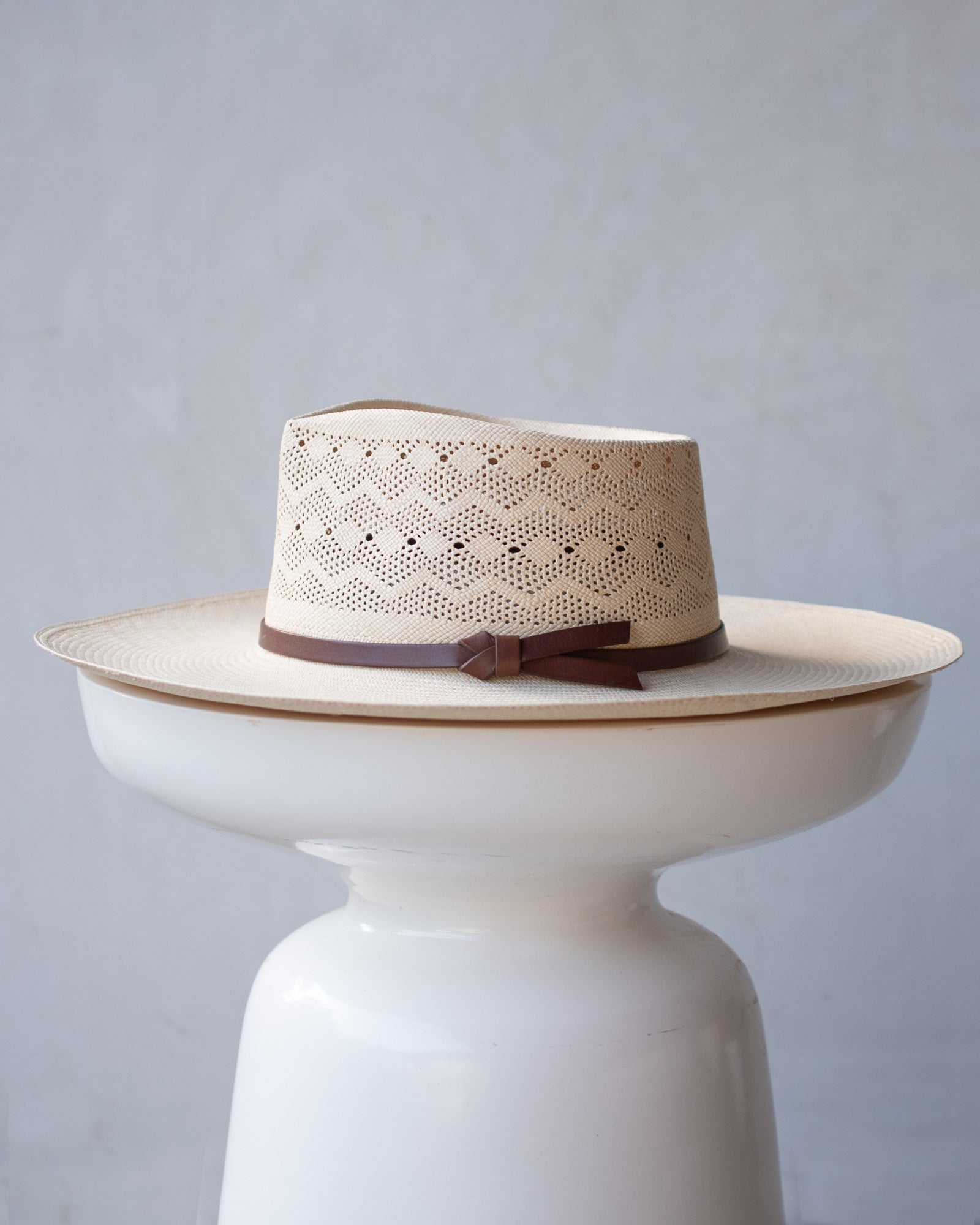 Ninakuru Panama hat with leather bow band.