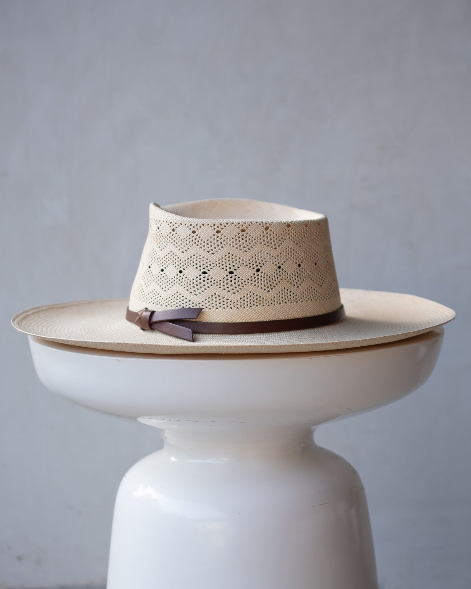 Ninakuru Panama hat with leather bow band.
